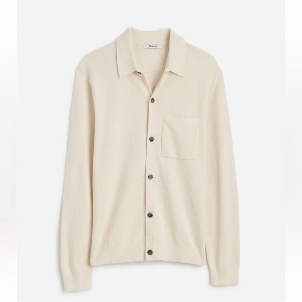 Madewell Men's Cream Cardigan Sweater